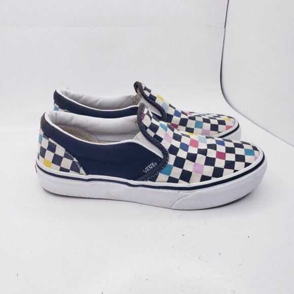 Vans Checkerboard Multicolor Slip On Sneakers Kids Unisex Youth Size 3 - Picture 2 of 13